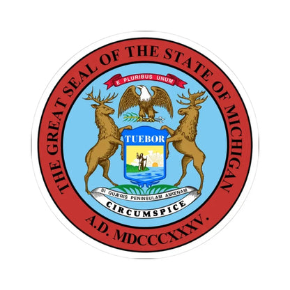 Seal of Michigan (United States) STICKER Vinyl Kiss-Cut Decal 3 Inch White - The Sticker Space