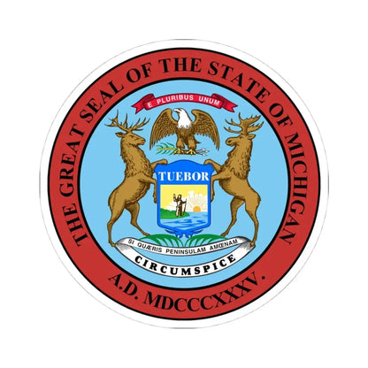 Seal of Michigan (United States) STICKER Vinyl Kiss-Cut Decal 4 Inch White - The Sticker Space