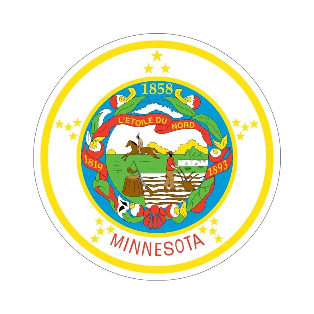 Seal of Minnesota 1858-1971 STICKER Vinyl Die-Cut Decal 6 Inch - The Sticker Space