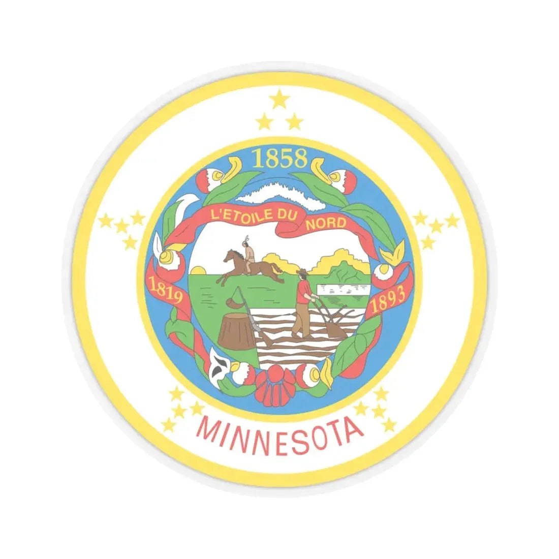 Seal of Minnesota 1858 1971 - STICKER Vinyl Kiss-Cut Decal 4 Inch Transparent - The Sticker Space