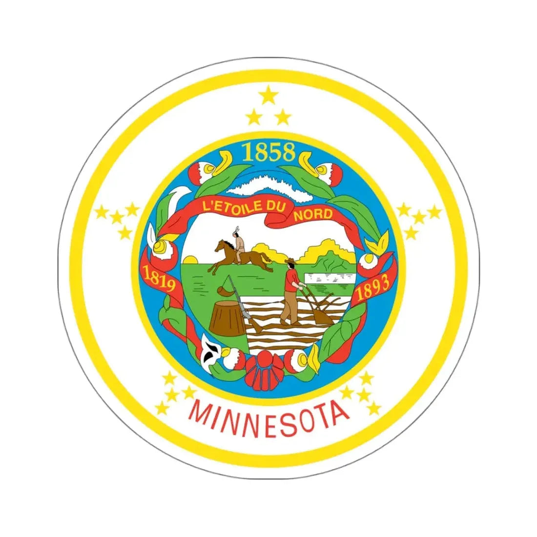 Seal of Minnesota 1858 1971 - STICKER Vinyl Kiss-Cut Decal 4 Inch White - The Sticker Space