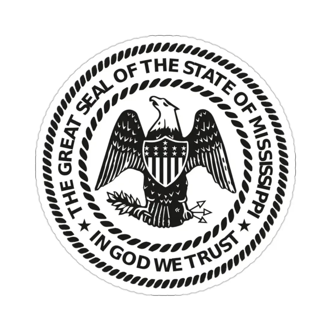 Seal of Mississippi BW STICKER Vinyl Die-Cut Decal 2 Inch - The Sticker Space