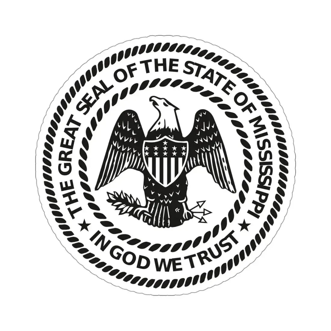 Seal of Mississippi BW STICKER Vinyl Die-Cut Decal 4 Inch - The Sticker Space