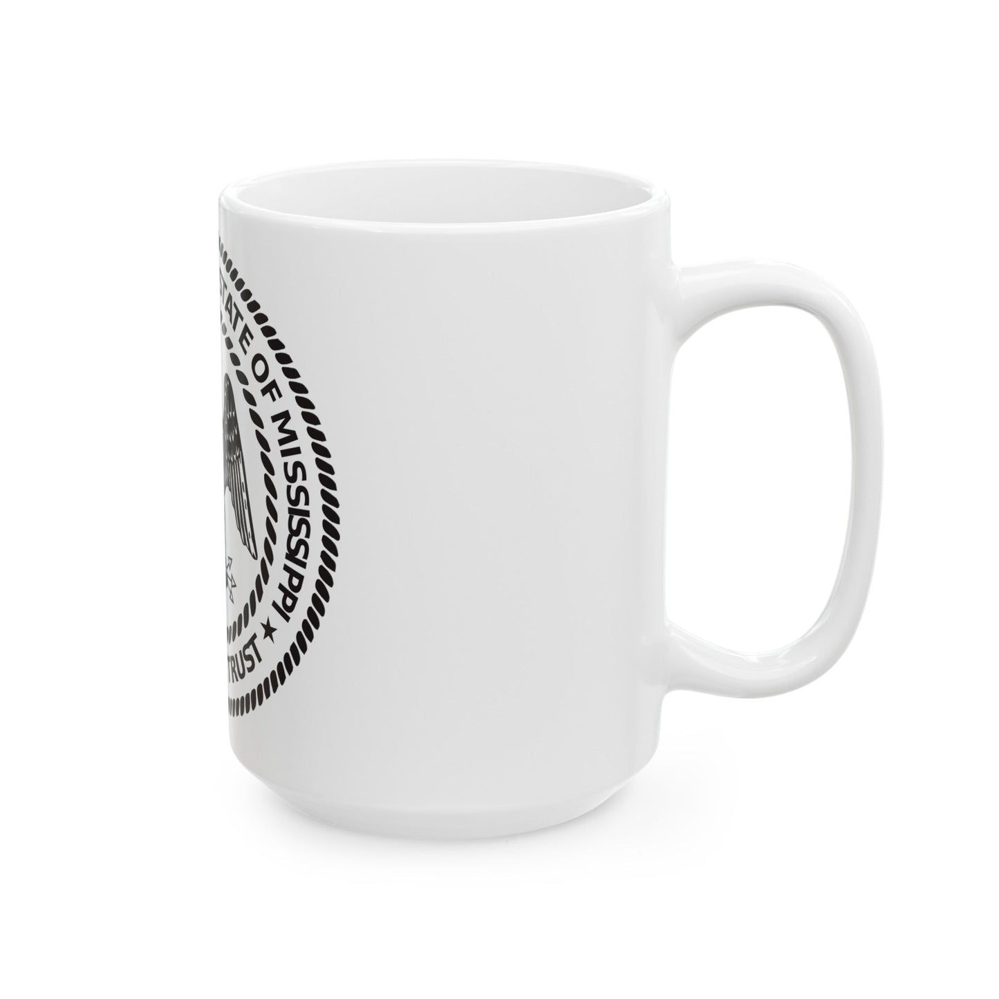 Seal of Mississippi BW - White Coffee Mug-The Sticker Space