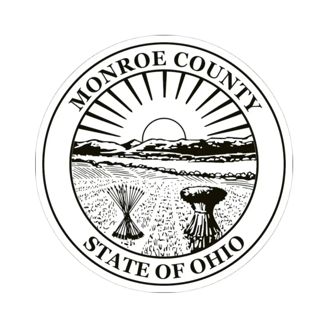 Seal of Monroe County Ohio (United States) STICKER Vinyl Kiss-Cut Decal 4 Inch White - The Sticker Space