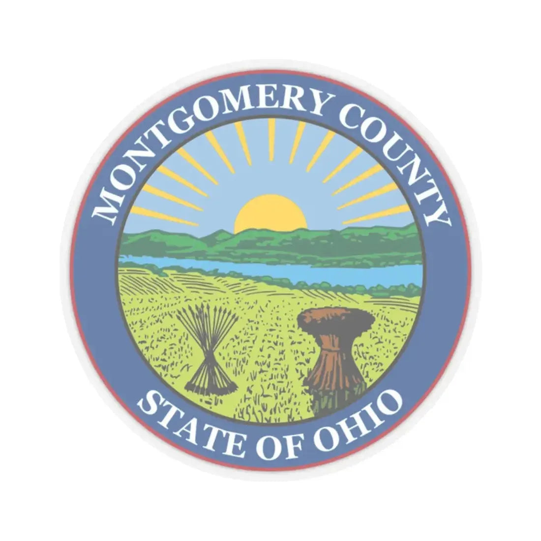 Seal of Montgomery County Ohio (United States) STICKER Vinyl Kiss-Cut Decal 2 Inch Transparent - The Sticker Space