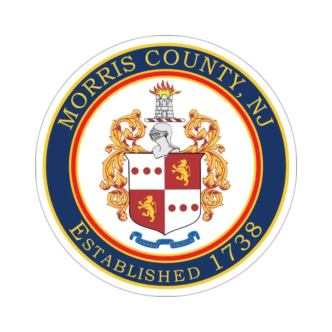 Seal of Morris County, New Jersey USA STICKER Vinyl Die-Cut Decal 3 Inch - The Sticker Space