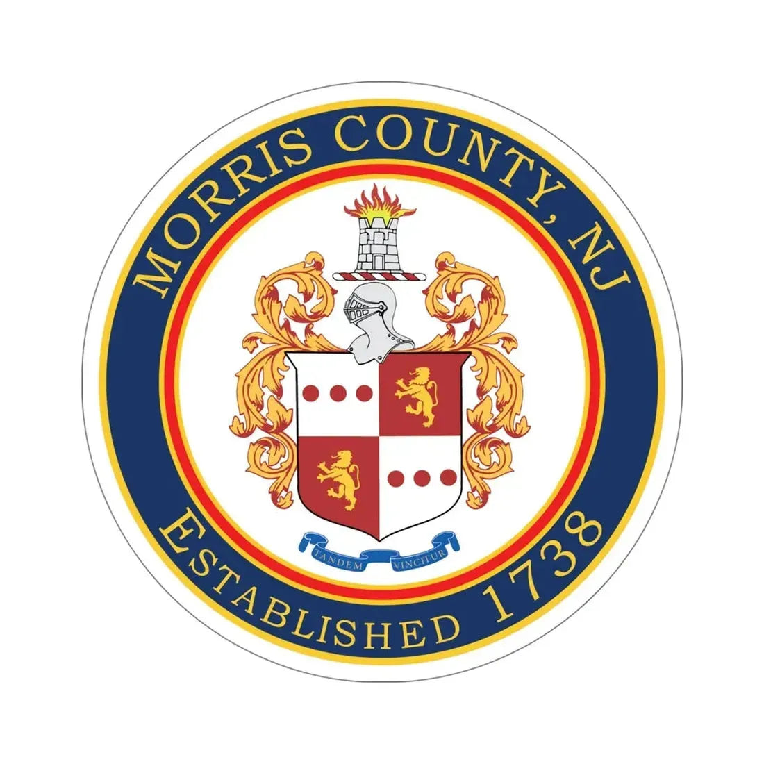 Seal of Morris County, New Jersey USA STICKER Vinyl Die-Cut Decal 5 Inch - The Sticker Space