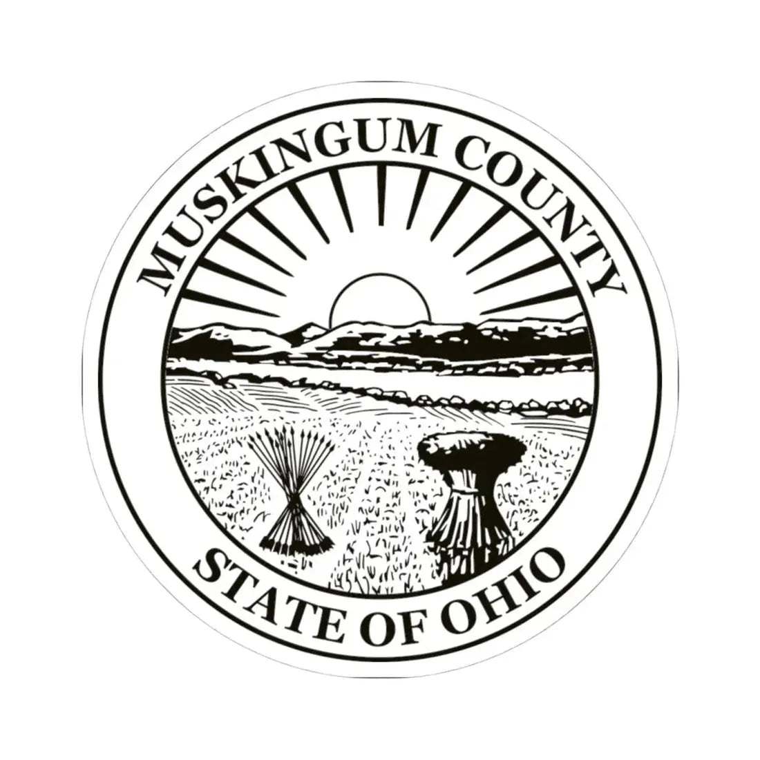 Seal of Muskingum County Ohio (United States) STICKER Vinyl Kiss-Cut Decal 4 Inch White - The Sticker Space