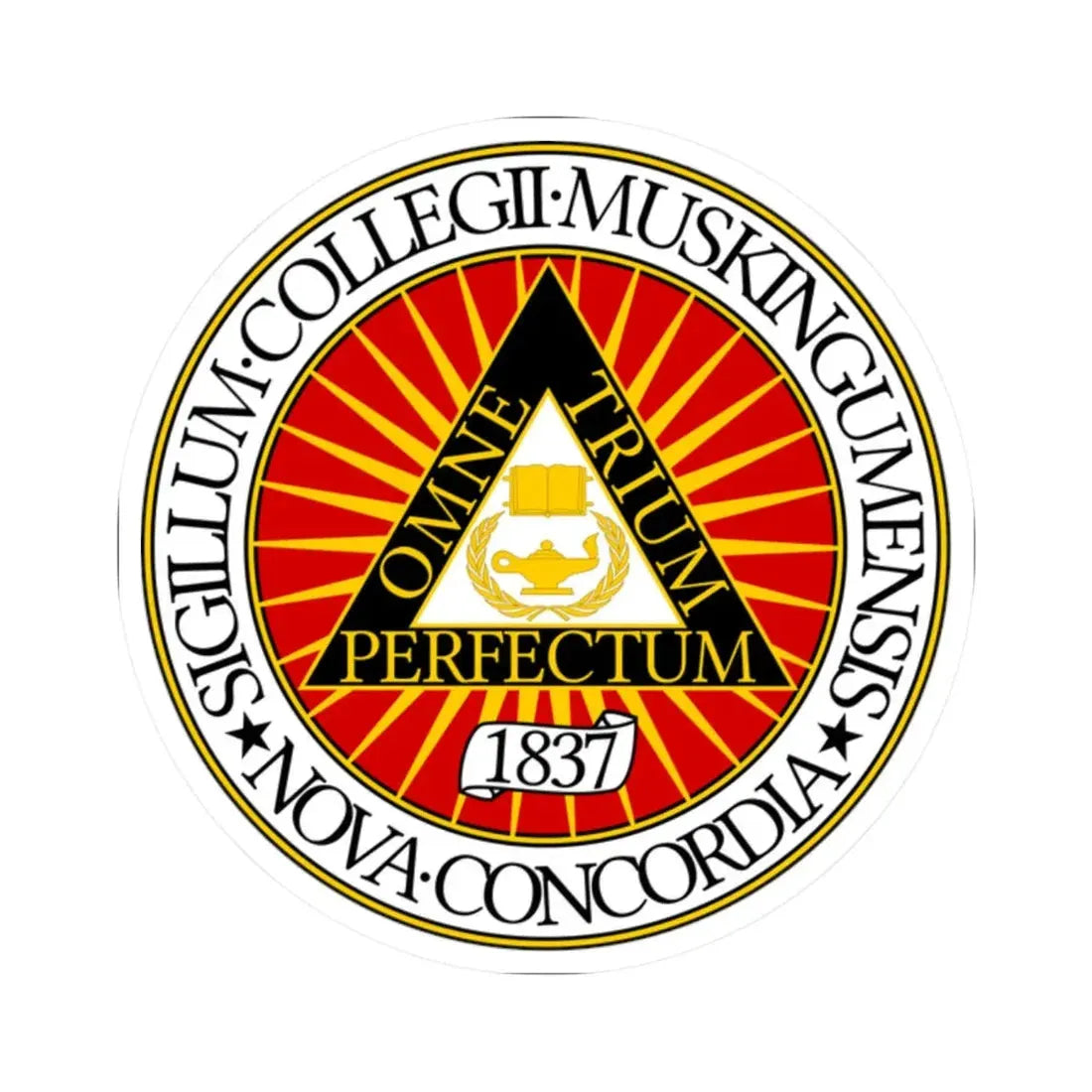 Seal of Muskingum University (United States) STICKER Vinyl Kiss-Cut Decal 2 Inch White - The Sticker Space