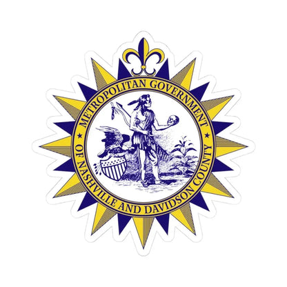 Seal of Nashville Tennessee - STICKER Vinyl Kiss-Cut Decal 3 Inch White - The Sticker Space