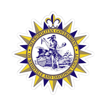 Seal of Nashville Tennessee - STICKER Vinyl Kiss-Cut Decal 6 Inch White - The Sticker Space