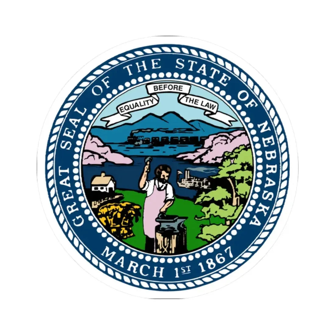 Seal of Nebraska (United States) STICKER Vinyl Kiss-Cut Decal 2 Inch White - The Sticker Space