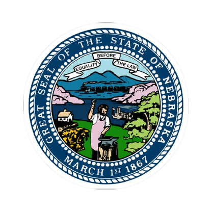 Seal of Nebraska (United States) STICKER Vinyl Kiss-Cut Decal 2 Inch White - The Sticker Space