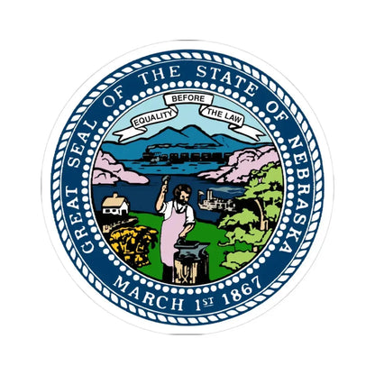 Seal of Nebraska (United States) STICKER Vinyl Kiss-Cut Decal 3 Inch White - The Sticker Space
