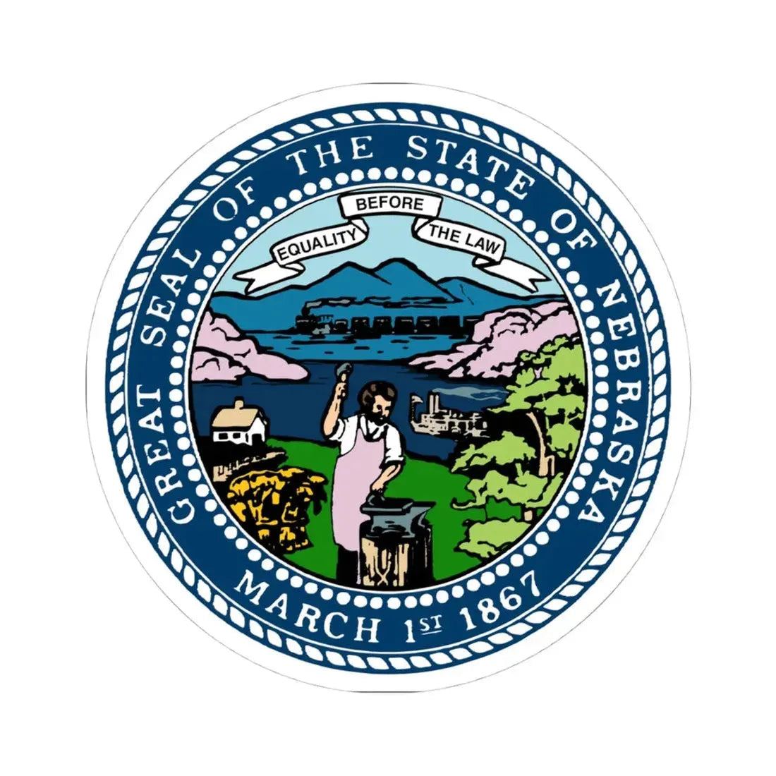 Seal of Nebraska (United States) STICKER Vinyl Kiss-Cut Decal 4 Inch White - The Sticker Space