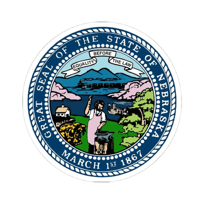 Seal of Nebraska (United States) STICKER Vinyl Kiss-Cut Decal 4 Inch White - The Sticker Space
