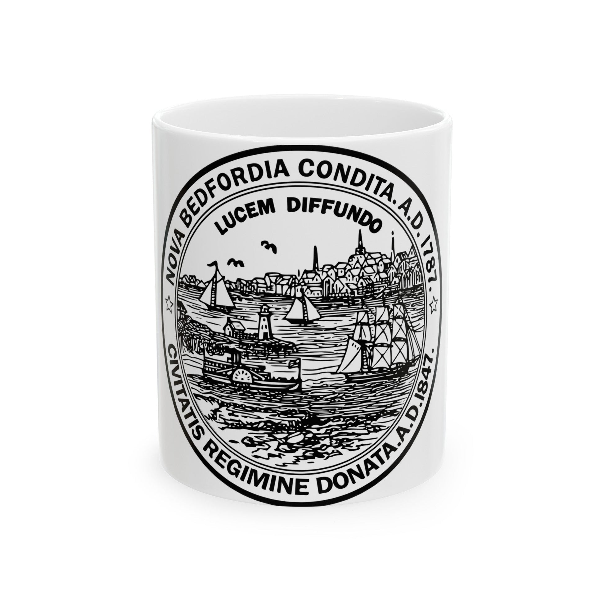 Seal of New Bedford Massachusetts - White Coffee Mug-11oz-The Sticker Space