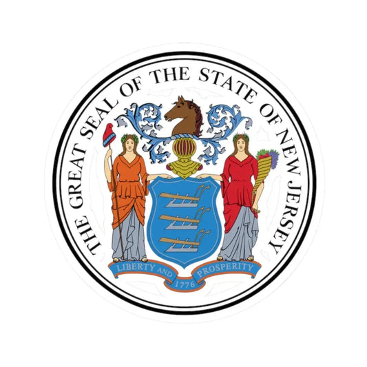 Seal of New Jersey (United States) STICKER Vinyl Kiss-Cut Decal 2 Inch White - The Sticker Space