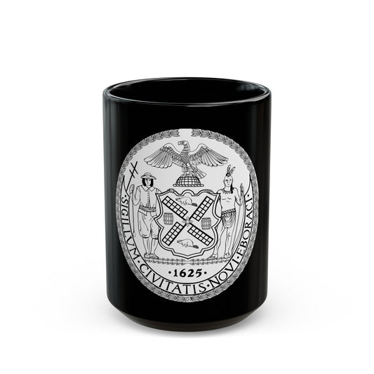 Seal of New York City BW - Black Coffee Mug-15oz-The Sticker Space