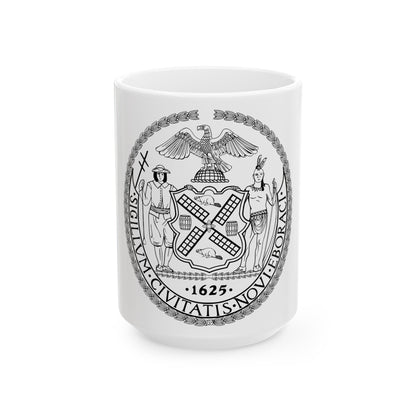 Seal of New York City BW - White Coffee Mug-15oz-The Sticker Space