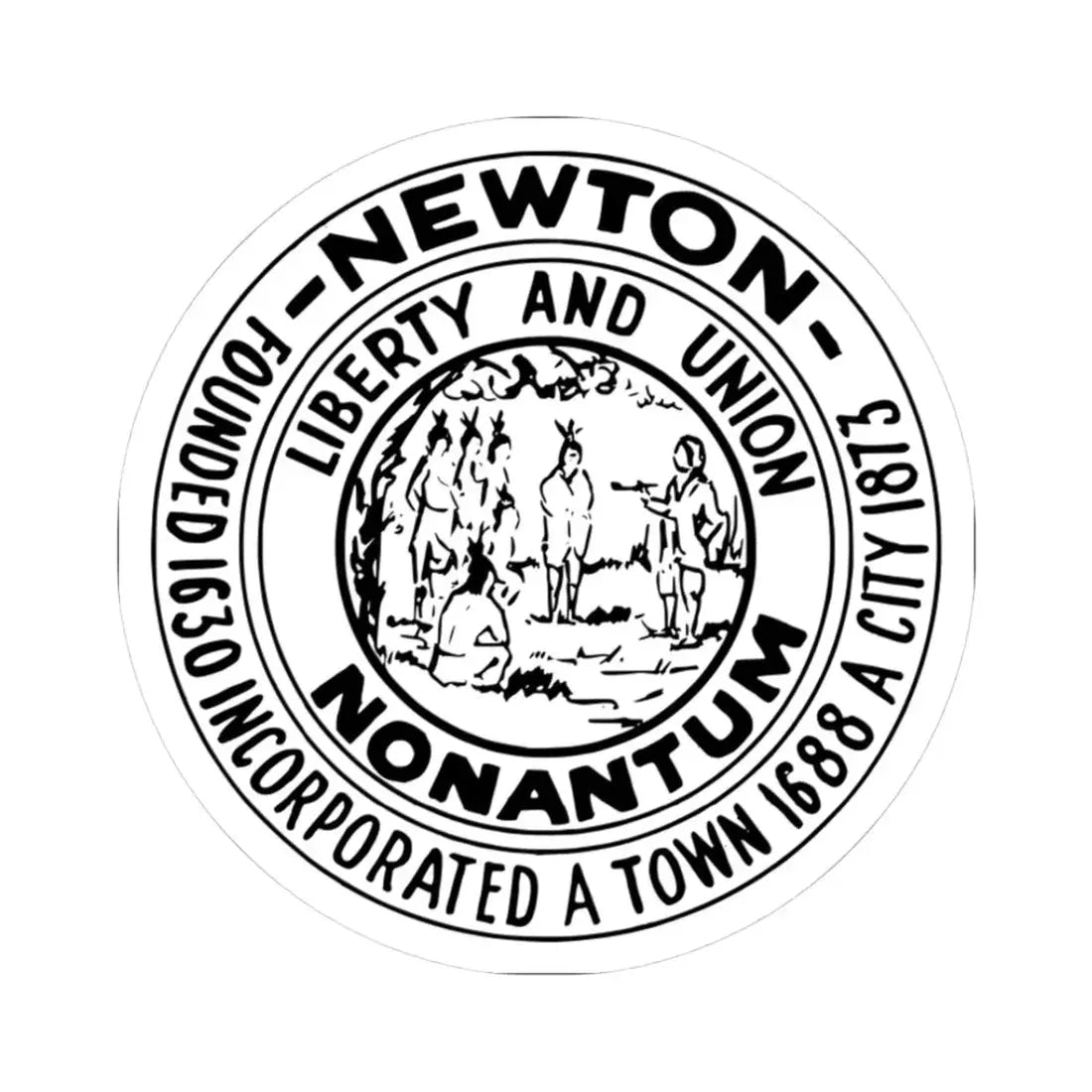 Seal of Newton Massachusetts (United States) STICKER Vinyl Kiss-Cut Decal 3 Inch White - The Sticker Space