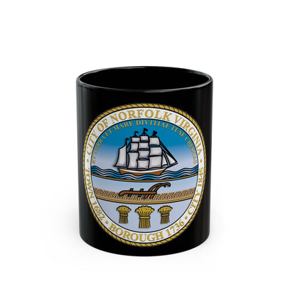 Seal of Norfolk Virginia - Black Coffee Mug-11oz-The Sticker Space