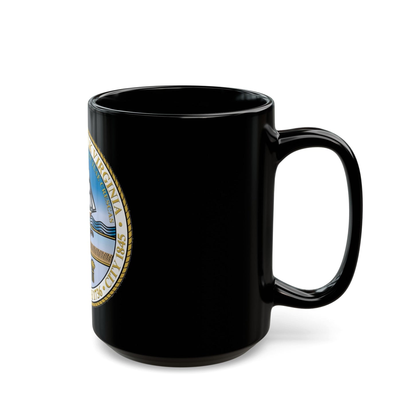 Seal of Norfolk Virginia - Black Coffee Mug-The Sticker Space