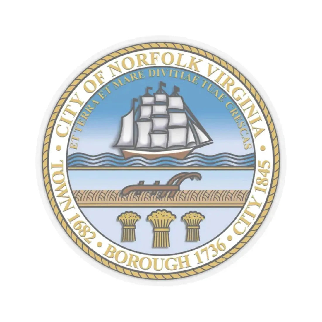 Seal of Norfolk Virginia - STICKER Vinyl Kiss-Cut Decal 2 Inch Transparent - The Sticker Space