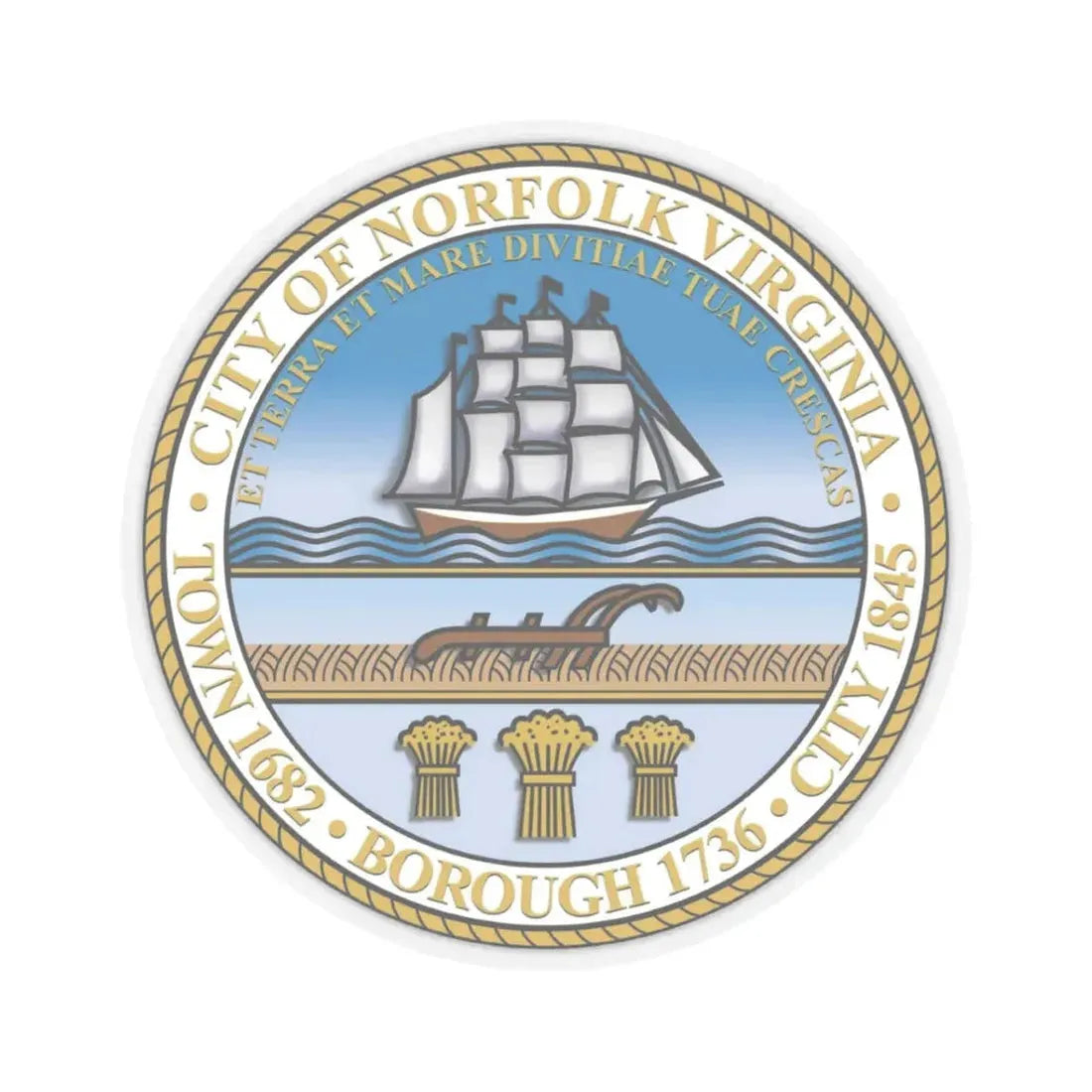 Seal of Norfolk Virginia - STICKER Vinyl Kiss-Cut Decal 3 Inch Transparent - The Sticker Space