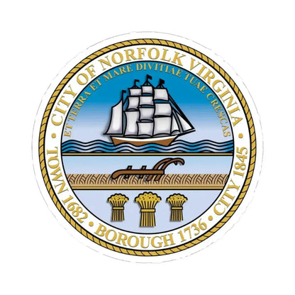 Seal of Norfolk Virginia - STICKER Vinyl Kiss-Cut Decal 6 Inch White - The Sticker Space