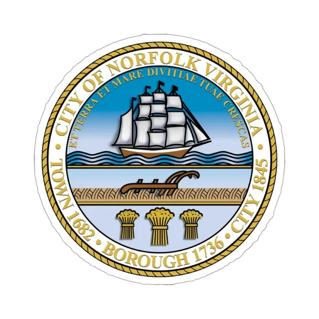 Seal of Norfolk Virginia USA STICKER Vinyl Die-Cut Decal 3 Inch - The Sticker Space