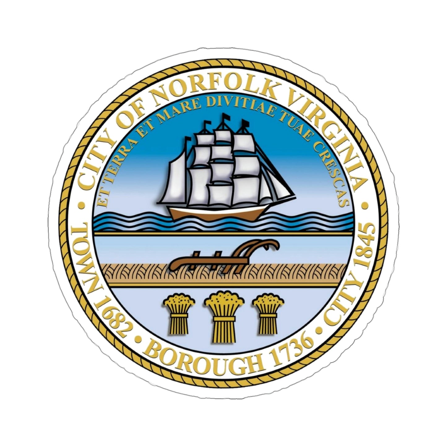 Seal of Norfolk Virginia USA STICKER Vinyl Die-Cut Decal-4 Inch-The Sticker Space