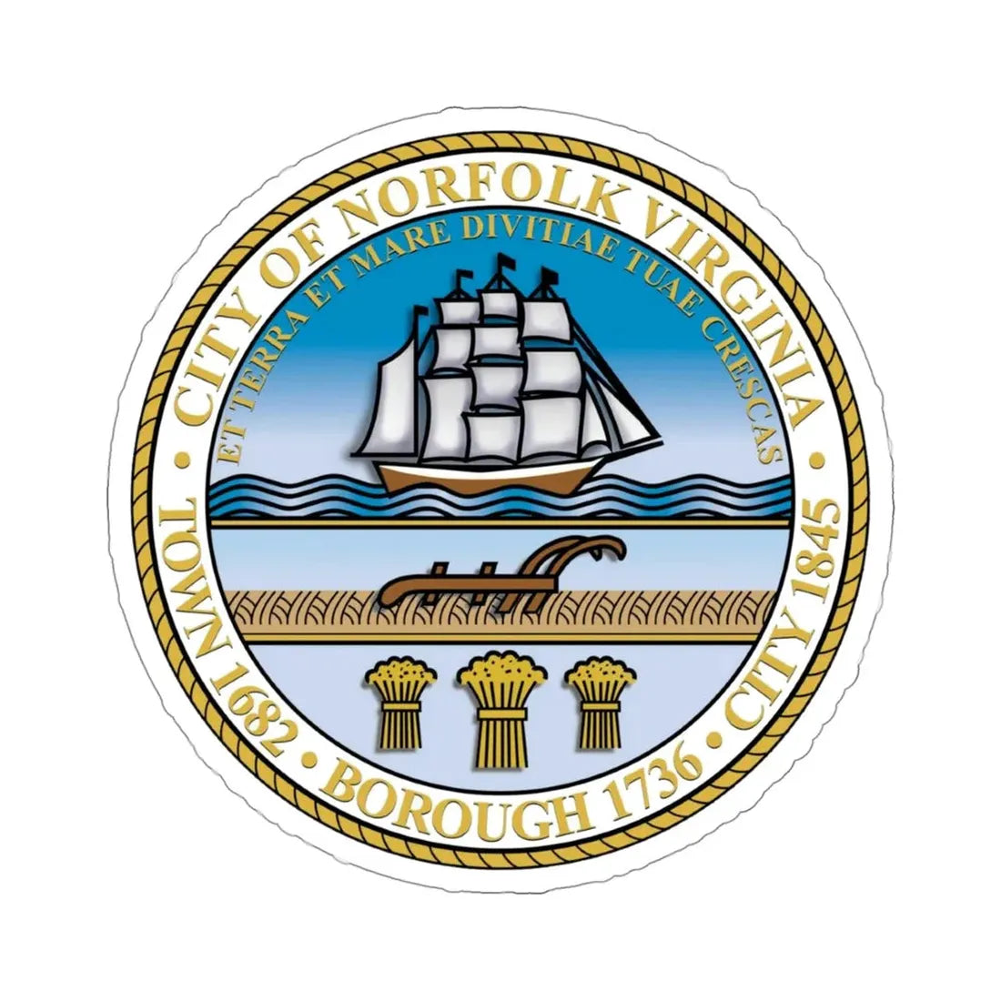 Seal of Norfolk Virginia USA STICKER Vinyl Die-Cut Decal 4 Inch - The Sticker Space