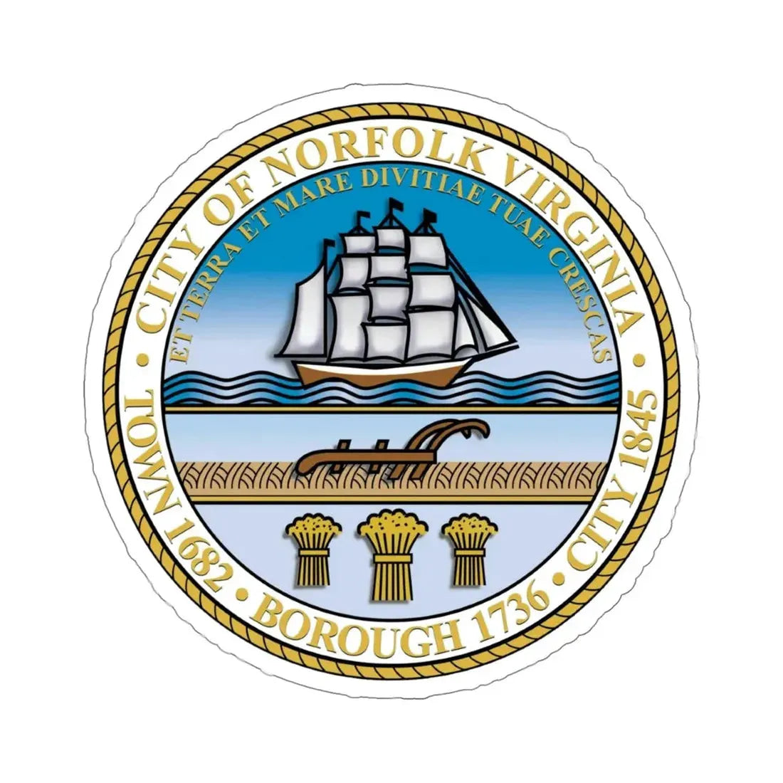 Seal of Norfolk Virginia USA STICKER Vinyl Die-Cut Decal 5 Inch - The Sticker Space