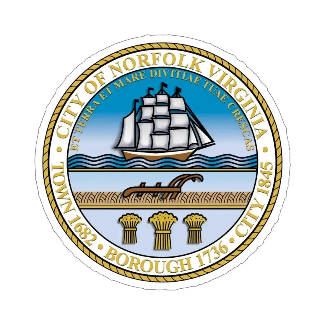 Seal of Norfolk Virginia USA STICKER Vinyl Die-Cut Decal 6 Inch - The Sticker Space