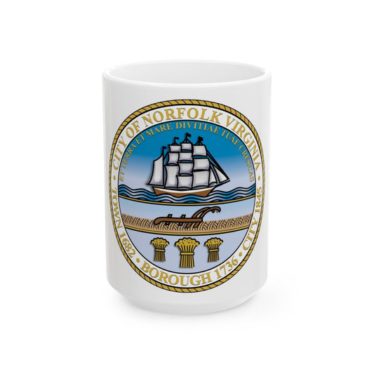 Seal of Norfolk Virginia - White Coffee Mug-15oz-The Sticker Space