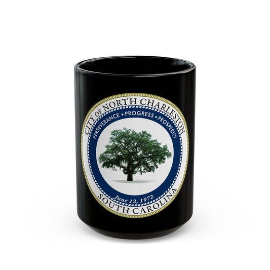 Seal of North Charleston South Carolina - Black Coffee Mug-15oz-The Sticker Space