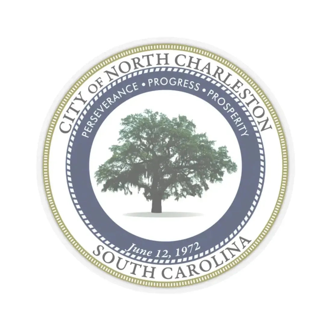 Seal of North Charleston South Carolina - STICKER Vinyl Kiss-Cut Decal 2 Inch Transparent - The Sticker Space
