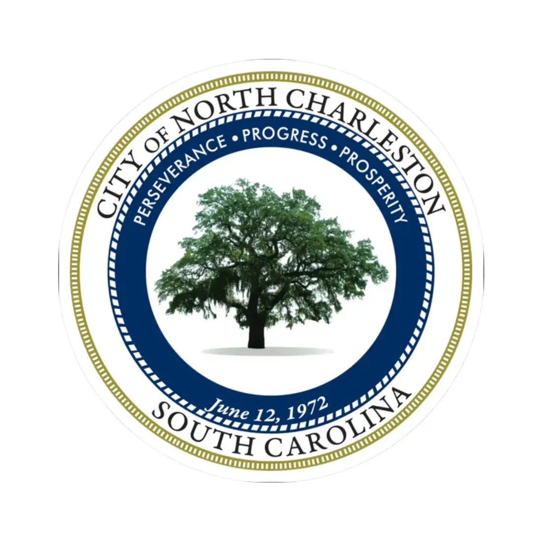 Seal of North Charleston South Carolina - STICKER Vinyl Kiss-Cut Decal 2 Inch White - The Sticker Space
