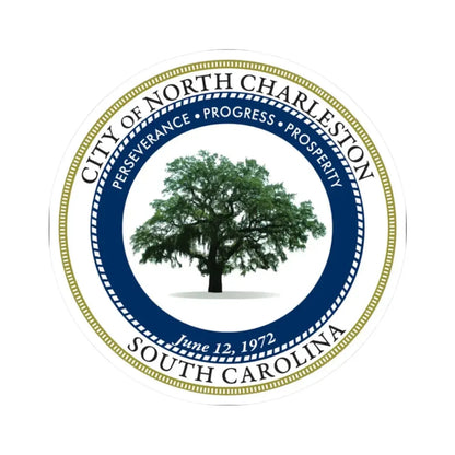 Seal of North Charleston South Carolina - STICKER Vinyl Kiss-Cut Decal 2 Inch White - The Sticker Space