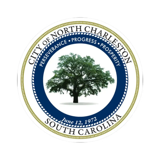 Seal of North Charleston South Carolina - STICKER Vinyl Kiss-Cut Decal 2 Inch White - The Sticker Space