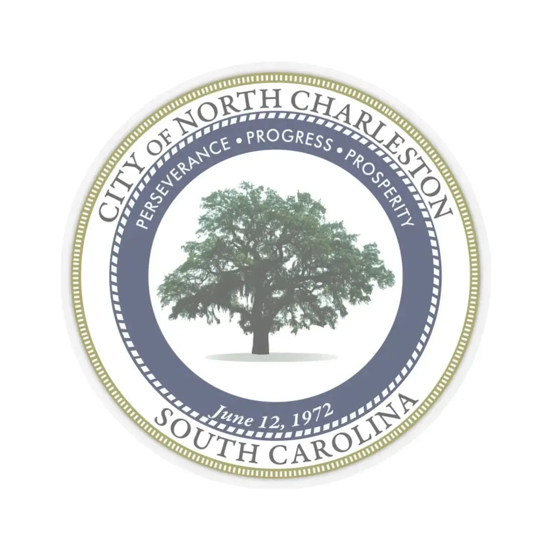 Seal of North Charleston South Carolina - STICKER Vinyl Kiss-Cut Decal 3 Inch Transparent - The Sticker Space