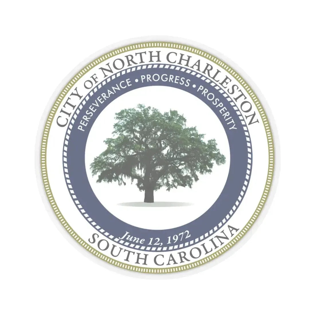 Seal of North Charleston South Carolina - STICKER Vinyl Kiss-Cut Decal 4 Inch Transparent - The Sticker Space