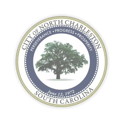 Seal of North Charleston South Carolina - STICKER Vinyl Kiss-Cut Decal 4 Inch Transparent - The Sticker Space