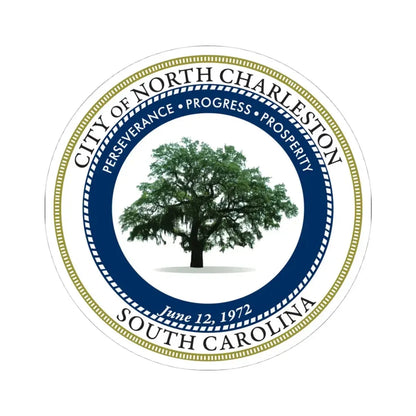 Seal of North Charleston South Carolina - STICKER Vinyl Kiss-Cut Decal 4 Inch White - The Sticker Space