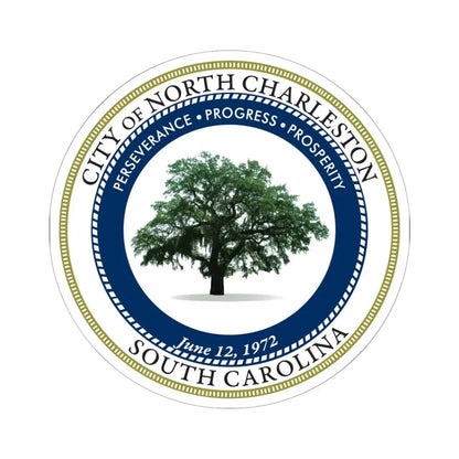 Seal of North Charleston South Carolina - STICKER Vinyl Kiss-Cut Decal 6 Inch White - The Sticker Space