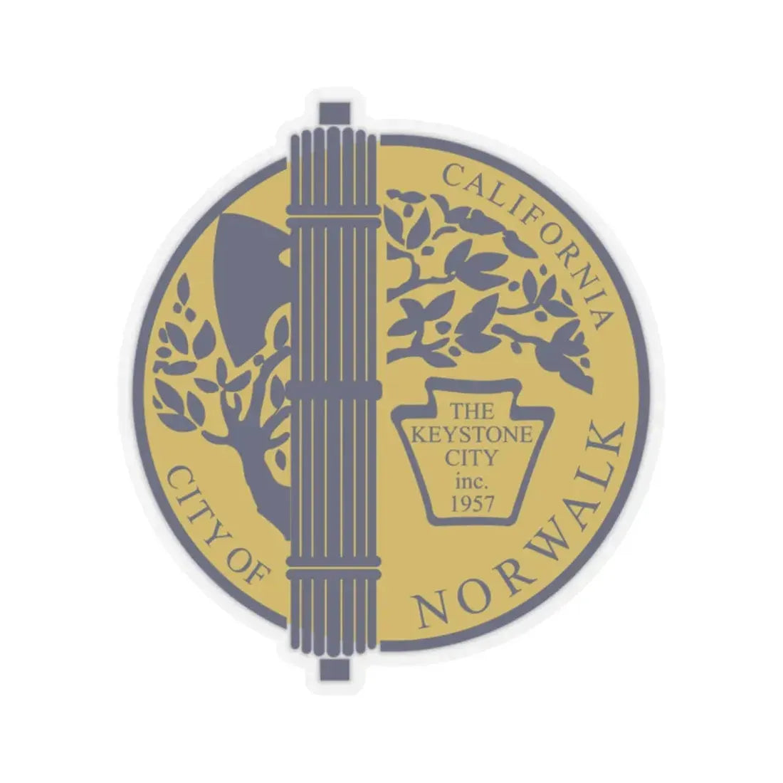 Seal of Norwalk California (United States) STICKER Vinyl Kiss-Cut Decal 2 Inch Transparent - The Sticker Space