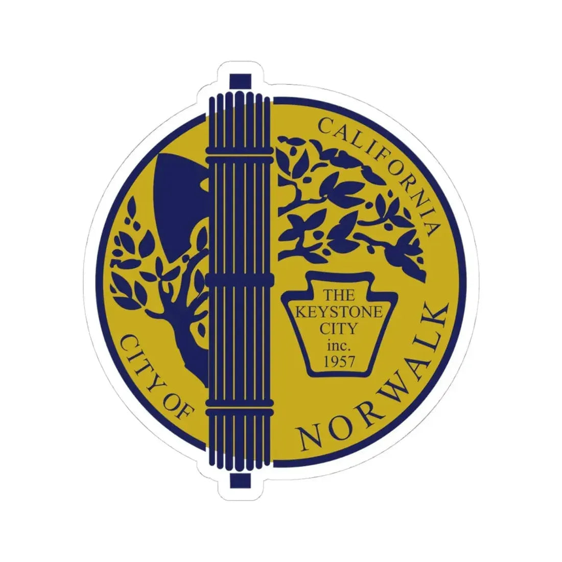 Seal of Norwalk California (United States) STICKER Vinyl Kiss-Cut Decal 4 Inch White - The Sticker Space
