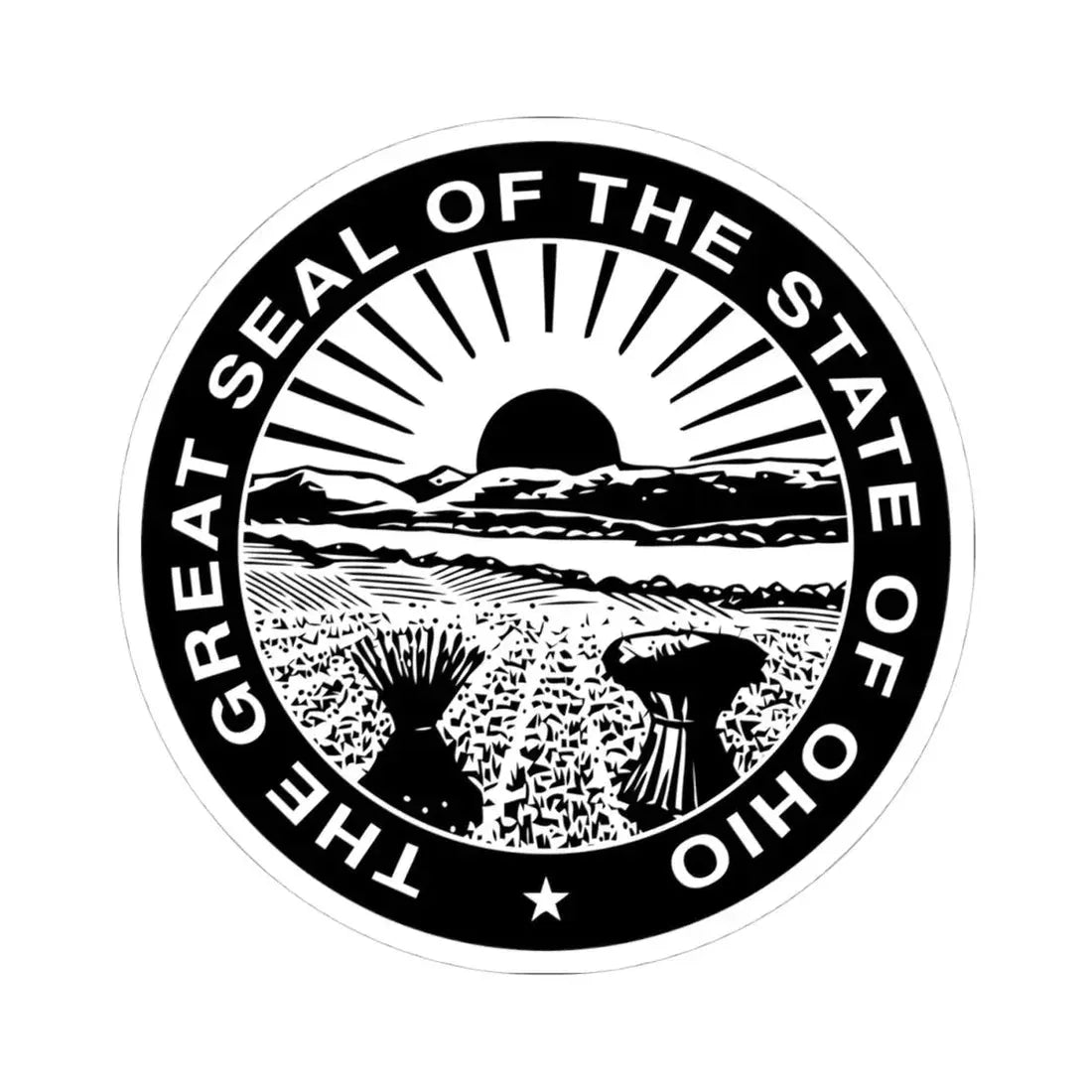 Seal of Ohio BW (United States) STICKER Vinyl Kiss-Cut Decal 4 Inch White - The Sticker Space